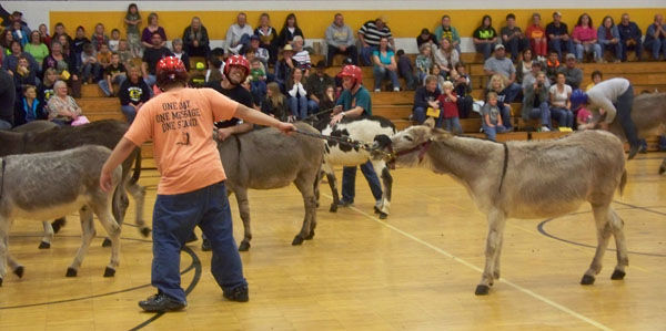 Osceola Chamber Members competing in Donkey Basketball
